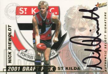2001 Select AFL Authentic - Draft Pick Signatures #DS1 Nick Riewoldt Front